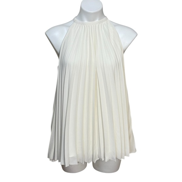 Chico’s pleated cream halter top black label tank top - Picture 1 of 5